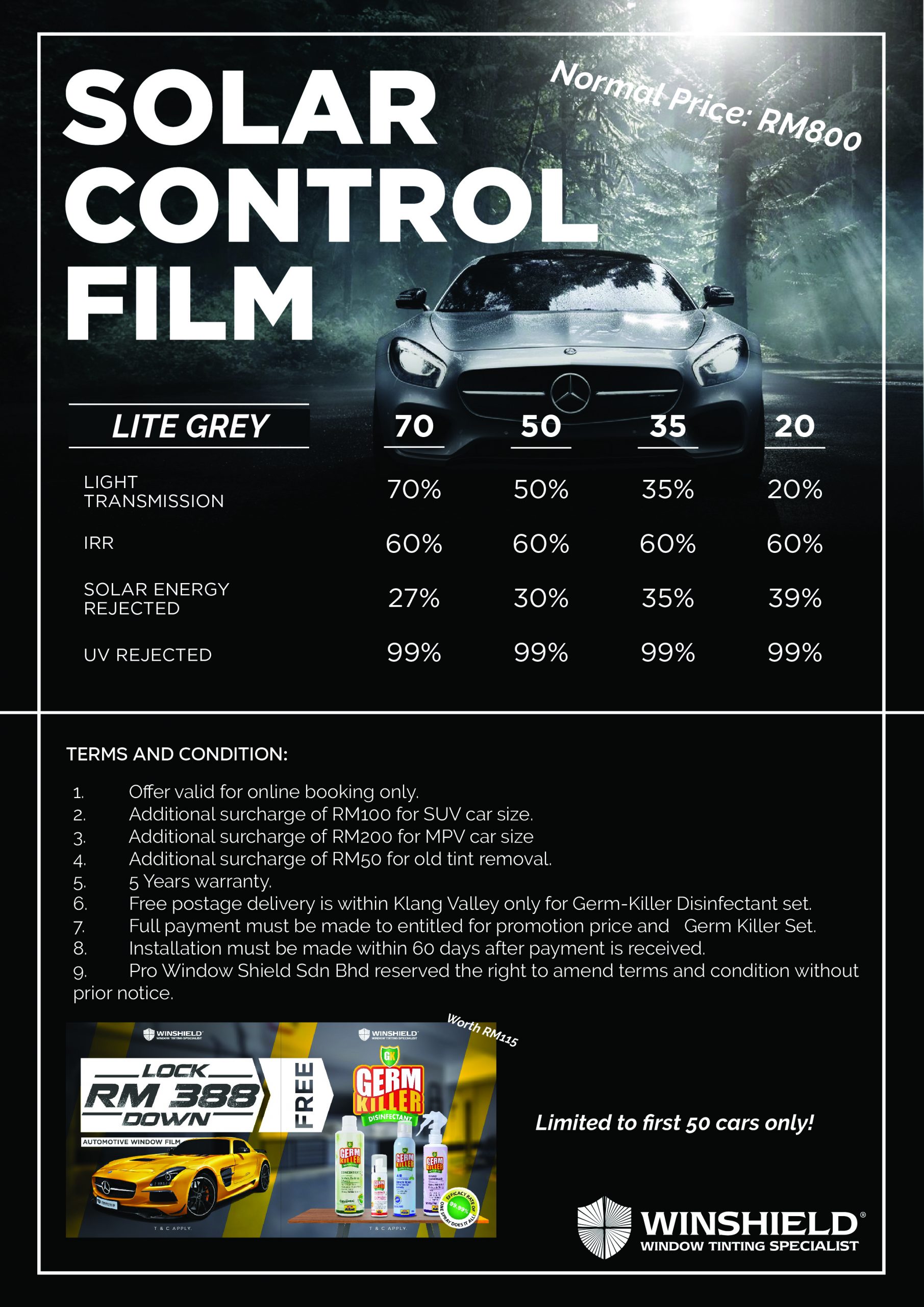 Car Tint Promo RM388 Winshield